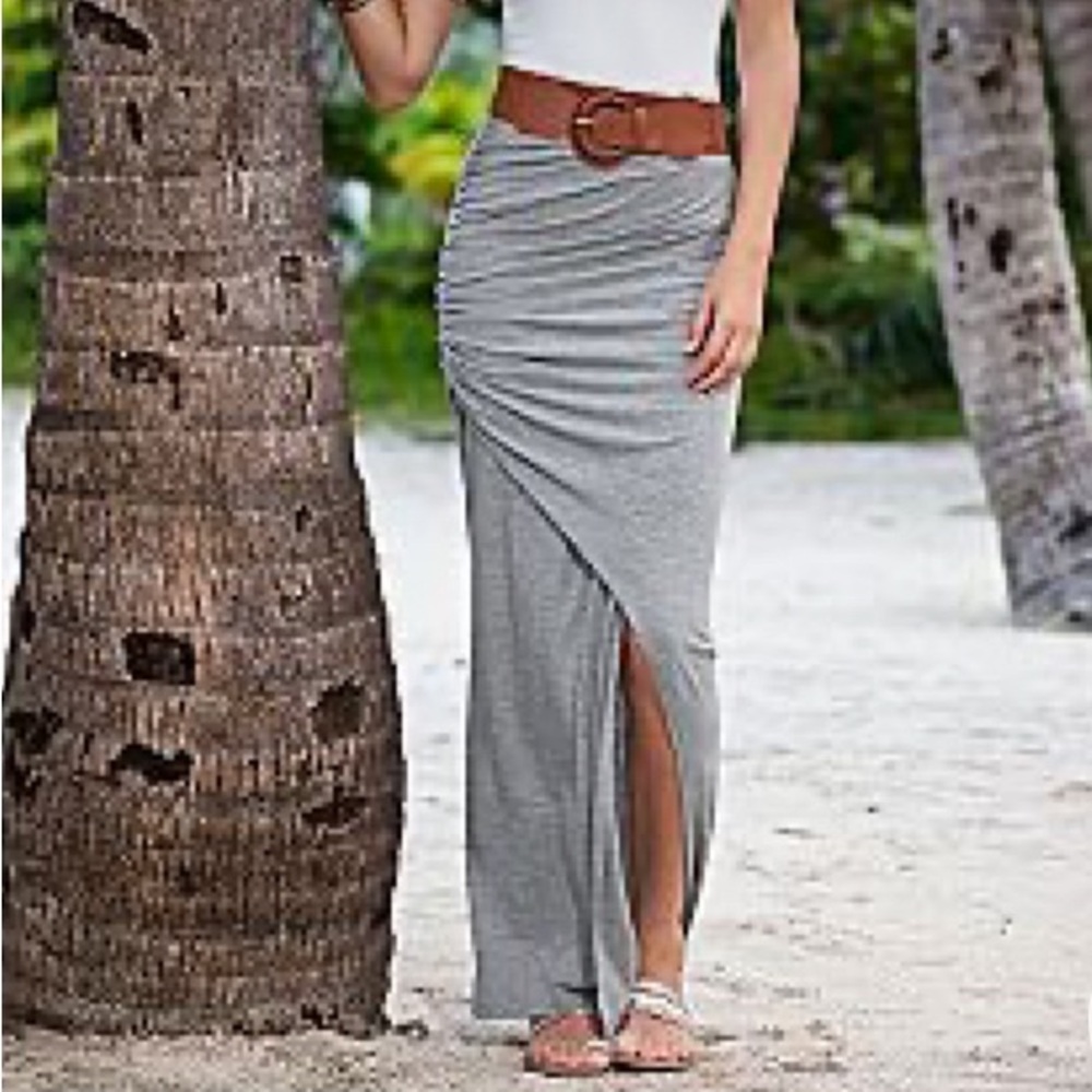 Gray Skirt with Brown Belt
